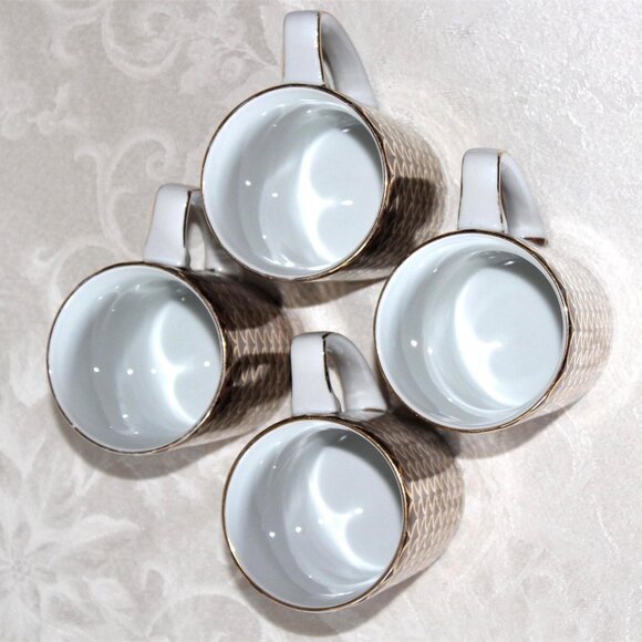 Japanese Art Deco Porcelain Snack Set | Mugs Snack Plate Sugar Bowl - Picture 3 of 14